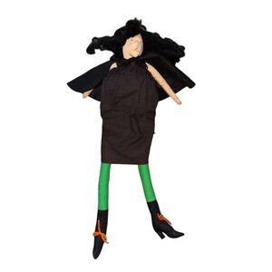 Vintage LITTLE SOULS Handmade Witch Doll 27" Halloween Decor shelf sitter